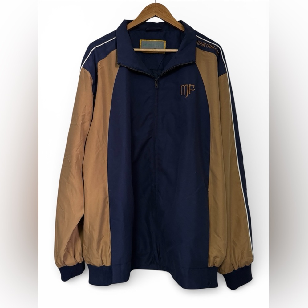 Vintage Mountain Fog Track Jacket Navy Tan Colorblock XL